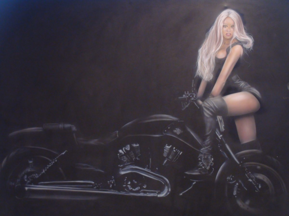 Belle moto Harley Davidson tableau réaliste