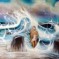 La fille de la plage tableau marine réalisé au pinceau et à l’aérographe