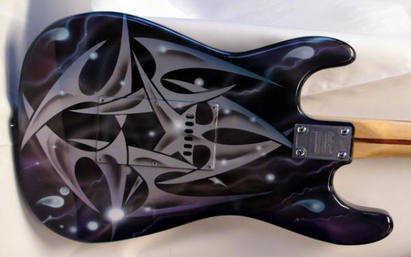 Peinture sur Guitare decoration aerographe