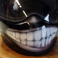 Casque le sourire airbrush speed painting Skull Roof Helmet