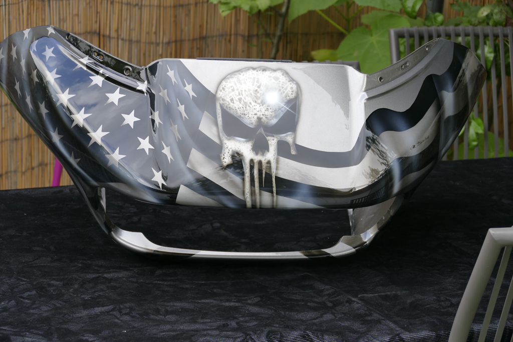 Harley Davidson Skull Punisher et drapeau Americain